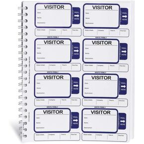 Visitor Log Book, Spiral-Bound Self Expiring Visitor Badges, Guest Register Book, Carbon Copy - 200 Badges