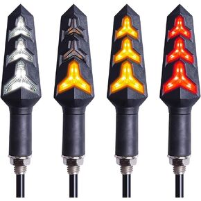 4PCS Motorcycle Indicators Flowing Turn Signal Lights Motorbike Turning Indicators Daytime Running Lights Brake Lights 12V for Motorcycle Motorbike LED Amber White Red