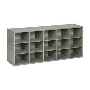 ECR4Kids Streamline 15 Cubby Tray Storage Cabinet, 3x5, Classroom Furniture, White Wash