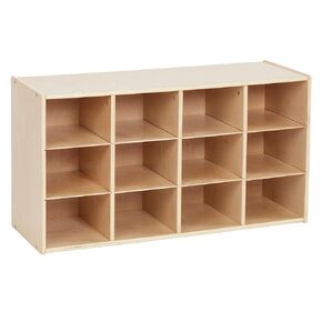ECR4Kids Streamline 12 Cubby Tray Storage Cabinet, 3x4, Classroom Furniture, Natural