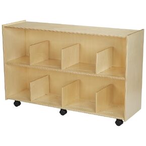 Childcraft Mobile Open Shelving Unit with Adjustable Dividers, 2 Shelves