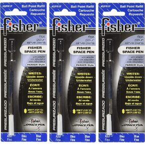 Fisher Space Pen - 3 Pressurized Cartridges Blue Ink Fine Point #SPR1F