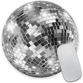 Smooffly Silver Disco Ball Round Mouse Pad Custom, Cute Mouse Pad, Silver Mouse Pad, Disco Coaster Circular Mouse Pads for Computers Laptop