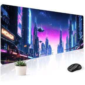 Mouse Pad Desk Mat Gaming Large Keyboard Cute Office Desktop Computer Laptop City XXL Long Giant Big Kawaii Cool Modern Design for Women Girl Men Boy Gamer Oversized Wide 30x12'' Mousepad