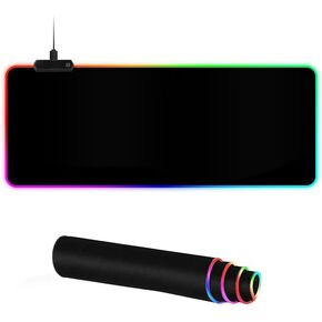 RGB Gaming Mouse Pad,Large Mouse Pad,13 Colors Led Light RGB PC Gaming Desk Mat, Non-Slip Rubber Based with Waterproof Coating Big Mouse Pad 31.5X11.8 in