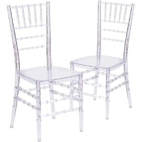 YaocongFurniture Transparent Ice Crystal Chair (2 Pack) Party Event Wedding Chairs,Acrylic Ghost Chairs,Flash Elegance Stacking Chiavari Chair,Clear Chair