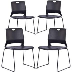Green Stackable Chairs Set of 4, Stacking Waiting Room Chairs with Sled Base, Office Guest Chairs for Conference, Waiting Room, Library, Training Room, Classroom.