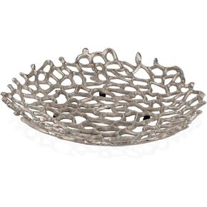 3504 Coralino LG Coral Plate, Large Silver Decorative, Coral Plate, Bowl, Tray holds Decorative Spheres, Balls, Fruit Holder, Home and Kitchen Office, Room Decor, 15.5" D x 2.5" H