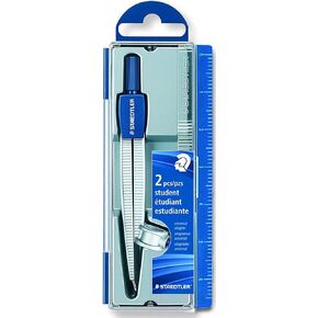 Staedtler Metal Compass, 4-7/8" with safety point and universal adapter, includes storage case with measurements