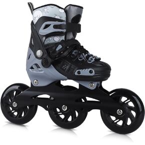 Inline Skates, 3 Wheels 100mm | 4 Sizes Adjustable Inline Speed Skates for Kids, Boys, Girls, Teens - Professional Outdoor Fitness Performance Inline Skates