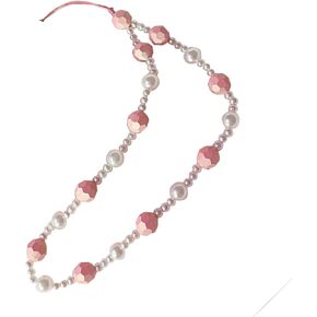 LUVI Beaded Phone Charm Lanyard Wrist Strap Beads Chain String Pearl Bracelet Keychain Handmade Cute Fashion for Women Girls