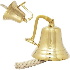Solid Brass Ship Bell 6" Wall Hanging Bracket Pub School Dinner Maritime Home Decor Rustic Vintage Home Decor Gifts