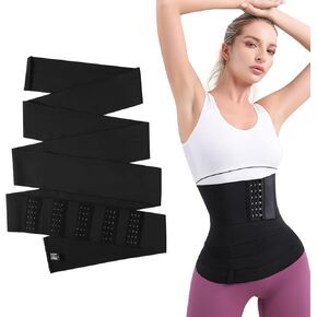 Waist Trainer for Women, Waist Wrap with Loop Design Tightness Adjustable & Non-Slip, Plus Size Invisible Tummy Shaper Waist Bandage Wrap Belt, Upgrade Bandage Wrap Waist Trainer Black in Saudi Arabia