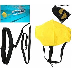 Swimming Resistance Belt Swim Training Exerciser Belt Traction Resistance Swiming Training Device Swim Resistance Cords Drag Belt with Drag Parachute for Adults and Kids Swim Parachute 18 Inch Swi