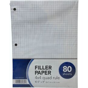 80CT Quad Ruled 4x4 Filler Paper