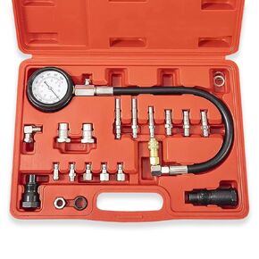 Diesel Engine Compression Tester Automotive Fuel Pressure Tester Kit, Engine Compression Gauges Tool 1000 PSI with Cylinder Compression Tester Hose - Comes with Carrying Case
