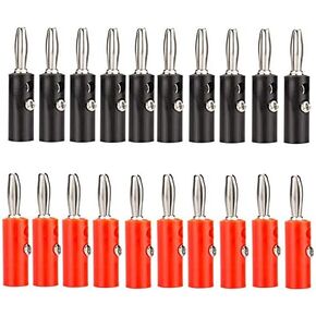 Audio Speaker Cable Connector,20 Pcs 4mm Audio Speaker Wire Cable Screw Banana Plug Connector Black&Red