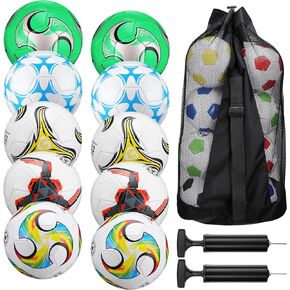 13 Pcs Soccer Ball Bulk 10 Pcs Size 5 Soccer Ball with 2 Pump Deflated and Carry Bag Youth Soccer Ball Operation Soccer Training Gift