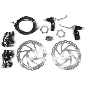 Star-Art Front and Back Disc Brake Kit - Aluminum Alloy Calipers, 2 Pcs Stainless Steel 160 mm Rotors & Cable & Brake Lever & 12 Bolts, Freewheel Threaded Hubs Hole Distance of 48mm