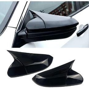 Car Ox Horn Side Rearview Mirror Cover Wing Mirror Protect Decorate Covers Auto Exterior Decoration Accessories For Honda 10th Gen Civic 2016 2017 2018 2019 2020 2021 (Bright Black)