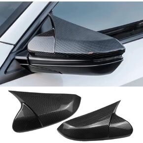 Car Ox Horn Side Rearview Mirror Cover Wing Mirror Protect Decorate Covers Auto Exterior Decoration Accessories For Honda 10th Gen Civic 2016 2017 2018 2019 2020 2021 (Bright Black)