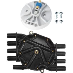 Motoforti Ignition Distributor Set, Distributor Cap and Rotor Kit, for Chevrolet Express 1500 1996-2002, Plastic, 10452459 10452457, Black, 1 Set