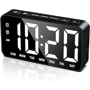 Alarm Clock for Bedrooms Dual Alarms Small Digital Clock with USB Ports 5 Adjustable Dimmer for Home Office Bedside Clock with 12/24HR Snooze Alarm Clock for Heavy Sleepers Teens Kids Elderly