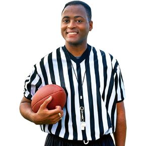 Crown Sporting Goods Men's Official Striped Referee/Umpire V-Neck Jersey