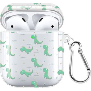 AirPods Case Cover, Soft Silicone Shockproof Protective Skin with Keychain for Apple AirPods 2nd 1st Generation Charging Case,Cute Dinosaur Airpod Case for Airpod 2/1 (Cute Dinosaur)