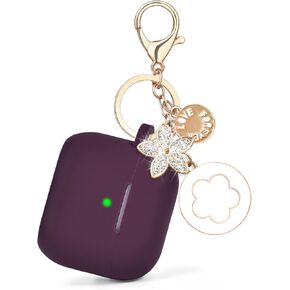 حافظة لجهاز Airpods Pro الجيل الثاني - حافظة VISOOM Airpods Pro 2 تغطي النساء 2022 سيليكون iPod Pro 2 سماعات أذن حالات شحن لاسلكية فتاة بلينغ سلسلة مفاتيح لـ Apple Airpod Gen Pro 2 (شاي الحليب)