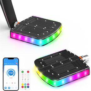 Dream Color LED Light Bicycle Pedal,Nylon Bike Pedal with146 Chasing Modes, Rechargeable, Waterproof, with 9/16in Steel Spindle, for Highway Bicycles, Ebike,Children's Bicycles,Be Seen