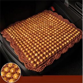 Four Seasons Natural Olive Wood Bead Seat Pad Mat Comfy Cool Summer Massage Car Seat Cushion (Square) for Truck,RV,Pickup,Office Chair Cover (Beige)