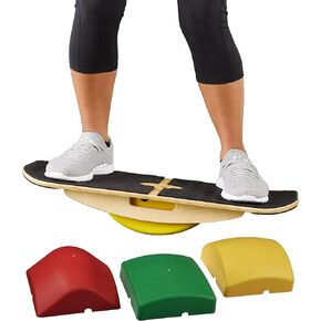 Blue Planet Balance Surfer | Bamboo Balance Board for Office, Standing Desks, Surfing, SUP, Yoga, Exercise! Includes 3 Balance Modules (EVA Foam)