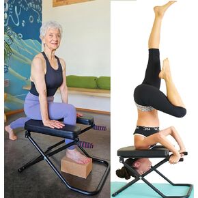 Longer+Wider+Bigger SISYAMA Yoga Headstand Bench Chair with Handles Headstand Handstand Inversion Workout Stretch