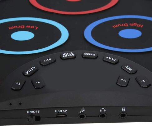 مجموعة الطبول الإلكترونية، مجموعة طبول رقمية محمولة مكونة من 9 منصات قابلة للطي وحساسة للطبل ومكبر صوت مدمج مع مقبس سماعة الرأس/عصي الطبل للأطفال والمراهقين والبالغين المبتدئين، أفضل هدية عيد ميلاد (1#) in Kuwait