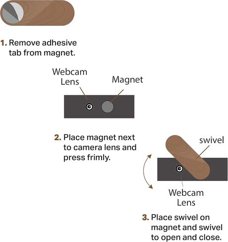 Family Pack Wooden Swivel Webcam Cover | Thin Swivel Laptop Cam Blocker, Black, 1.5" x 0.5" and 1.5mm Thick | Thin Cam Blocker for Computer, Tablet, Mac, Dell, Lenovo, HP | Walnut in Kuwait