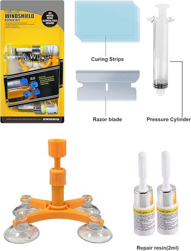 طقم إصلاح الزجاج الأمامي، طقم إصلاح تشققات الزجاج الأمامي للسيارات، طقم إصلاح الزجاج الأمامي للرقائق والشقوق مع زجاجتين من الراتنج، إصلاح سريع للرقائق والشقوق والكراك على شكل نجمة in Kuwait