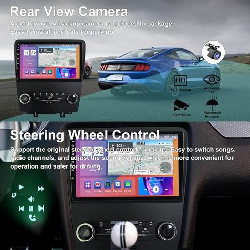لسيارة Ford Mustang 2010-2014 Android 12 ستيريو مع Carplay لاسلكي/Android Auto 4G Network WiFi 2+32G 4 Core GPS Navigation Radio Player 9.7 بوصة HD شاشة تعمل باللمس كاميرا احتياطية صوتية (شاشة عمودية) in Kuwait