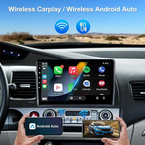 ستيريو سيارة لهوندا سيفيك مع Apple CarPlay اللاسلكي Android Auto، شاشة لمس 10.1 بوصة، لهوندا سيفيك 2006 2007 2008 2009 2010 2011، مع وصلة مرآة بلوتوث 4.0 FM/HiFi/SWC in Kuwait