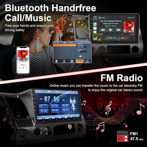 ستيريو سيارة لهوندا سيفيك مع Apple CarPlay اللاسلكي Android Auto، شاشة لمس 10.1 بوصة، لهوندا سيفيك 2006 2007 2008 2009 2010 2011، مع وصلة مرآة بلوتوث 4.0 FM/HiFi/SWC in Kuwait