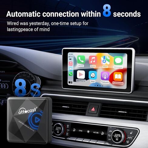 محول OTTOCAST CarPlay اللاسلكي لجهاز iPhone U2-AIR Pro محول CarPlay اللاسلكي تحويل سلكي إلى لاسلكي، محول Apple CarPlay اللاسلكي 8S التوصيل والتشغيل بدون تأخير لسيارات CarPlay السلكية OEM in Saudi Arabia