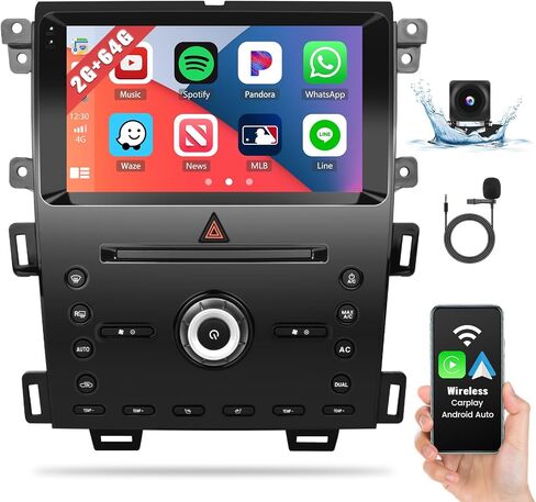UNITOPSCI 2G+64G Android Car Stereo for Ford Edge 2011-2014 راديو لاسلكي Apple CarPlay & Android Auto 9 بوصة HD شاشة تعمل باللمس GPS للملاحة بلوتوث HiFi FM راديو WiFi SWC+ كاميرا احتياطية MIC in Saudi Arabia