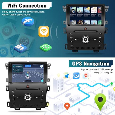 UNITOPSCI 2G+64G Android Car Stereo for Ford Edge 2011-2014 راديو لاسلكي Apple CarPlay & Android Auto 9 بوصة HD شاشة تعمل باللمس GPS للملاحة بلوتوث HiFi FM راديو WiFi SWC+ كاميرا احتياطية MIC in Saudi Arabia