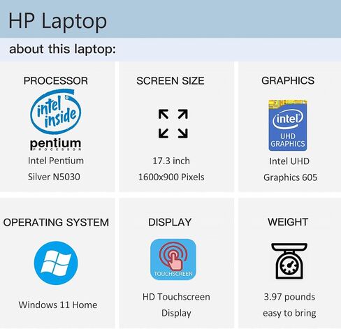 HP 17.3" 2024 Newest Touchscreen Laptop-HD+ Display Computer,Quad Core Processor, 32GB RAM 1TB SSD,1Year Microsoft 365, 8H Battery Life, Wi-Fi, Windows 11 Home in S Mode in Saudi Arabia