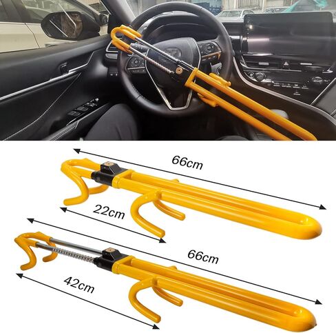 قفل عجلة القيادة Vechkom مضاد للسرقة، قفل أمان السيارة شديد التحمل، حماية قابلة للسحب للسيارات/الشاحنة/سيارات الدفع الرباعي، أصفر in Kuwait