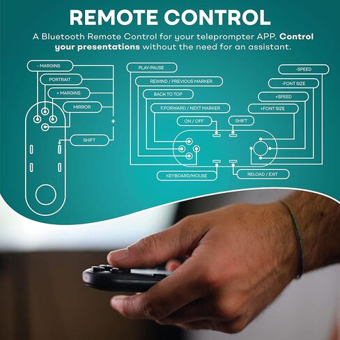 iLight PRO 12" iPad Tablet iPhone Smartphone - Kit with Pedal, Remote Control, Bag & Teleprompter APP for Apple Android Windows Mac, Beam Splitter Prompter DSLR Camera - Made in EU in Kuwait