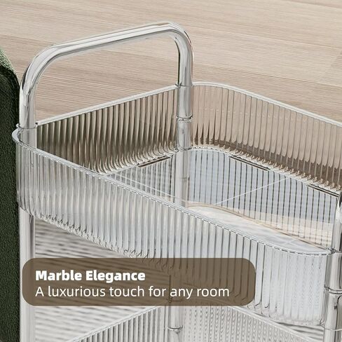 عربة دوارة من الأكريليك مكونة من 3 طبقات مع عجلات قفل، منظم ممتاز متعدد الاستخدامات للحمام والغسيل والمكتب - وحدة رفوف متنقلة شفافة وموفرة للمساحة مع سهولة التجميع in Kuwait