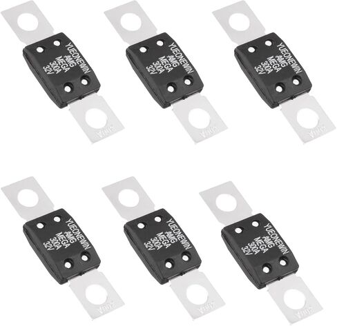 300A MEGA/AMG Fuses، 6 قطع 300A MEGA/AMG High Current Fuse Bolt Down Auto Fuse Time Delay للسيارات والشاحنات ومركبات البناء والحافلات والقوافل والبحرية (300A / 32V) in Kuwait