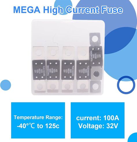 300A MEGA/AMG Fuses، 6 قطع 300A MEGA/AMG High Current Fuse Bolt Down Auto Fuse Time Delay للسيارات والشاحنات ومركبات البناء والحافلات والقوافل والبحرية (300A / 32V) in Kuwait