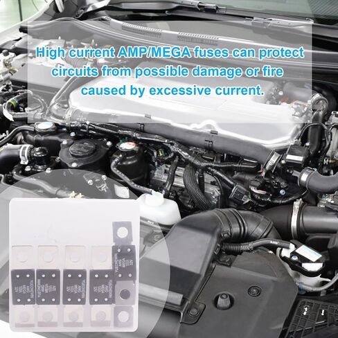 300A MEGA/AMG Fuses، 6 قطع 300A MEGA/AMG High Current Fuse Bolt Down Auto Fuse Time Delay للسيارات والشاحنات ومركبات البناء والحافلات والقوافل والبحرية (300A / 32V) in Kuwait